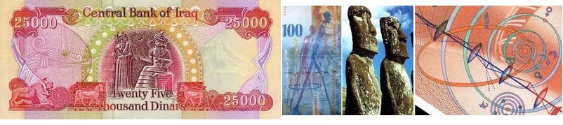 Annunaki on Iraqi and Swiss banknotes